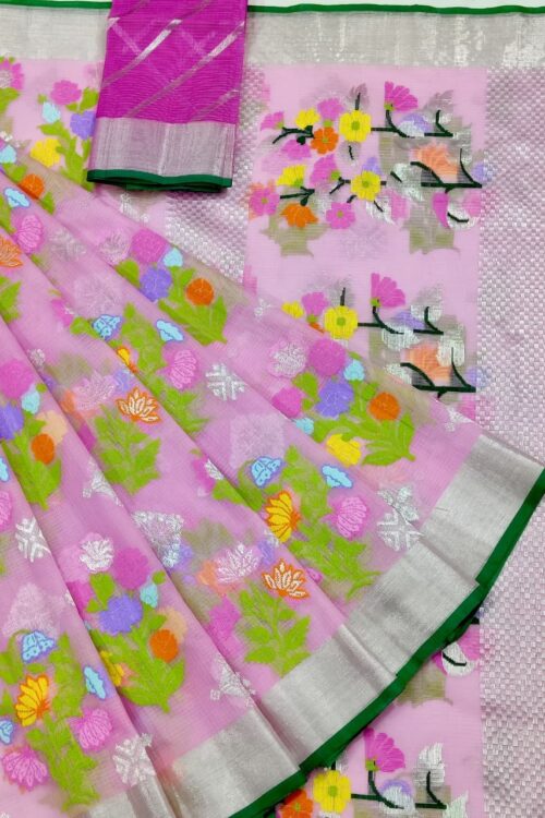 PURE ALL OVER JAAL ZARIKOTA HANDLOOM SAREE WITH BLOUSE_J485