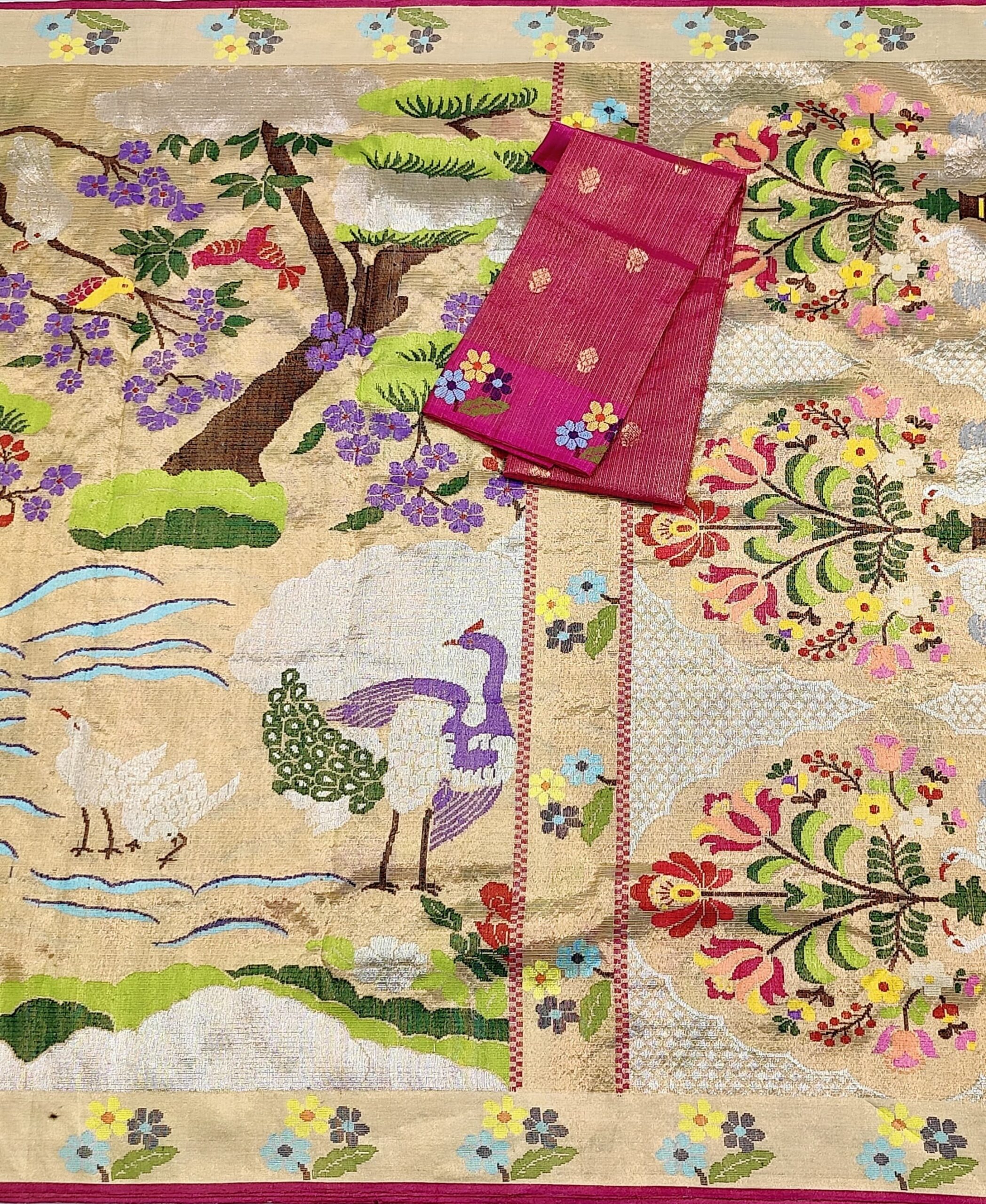 PURE GOLD DOUBLE TISSUE ALL OVER JAAL ZARIKOTA HANDLOOM SAREE_T-318 - Image 3