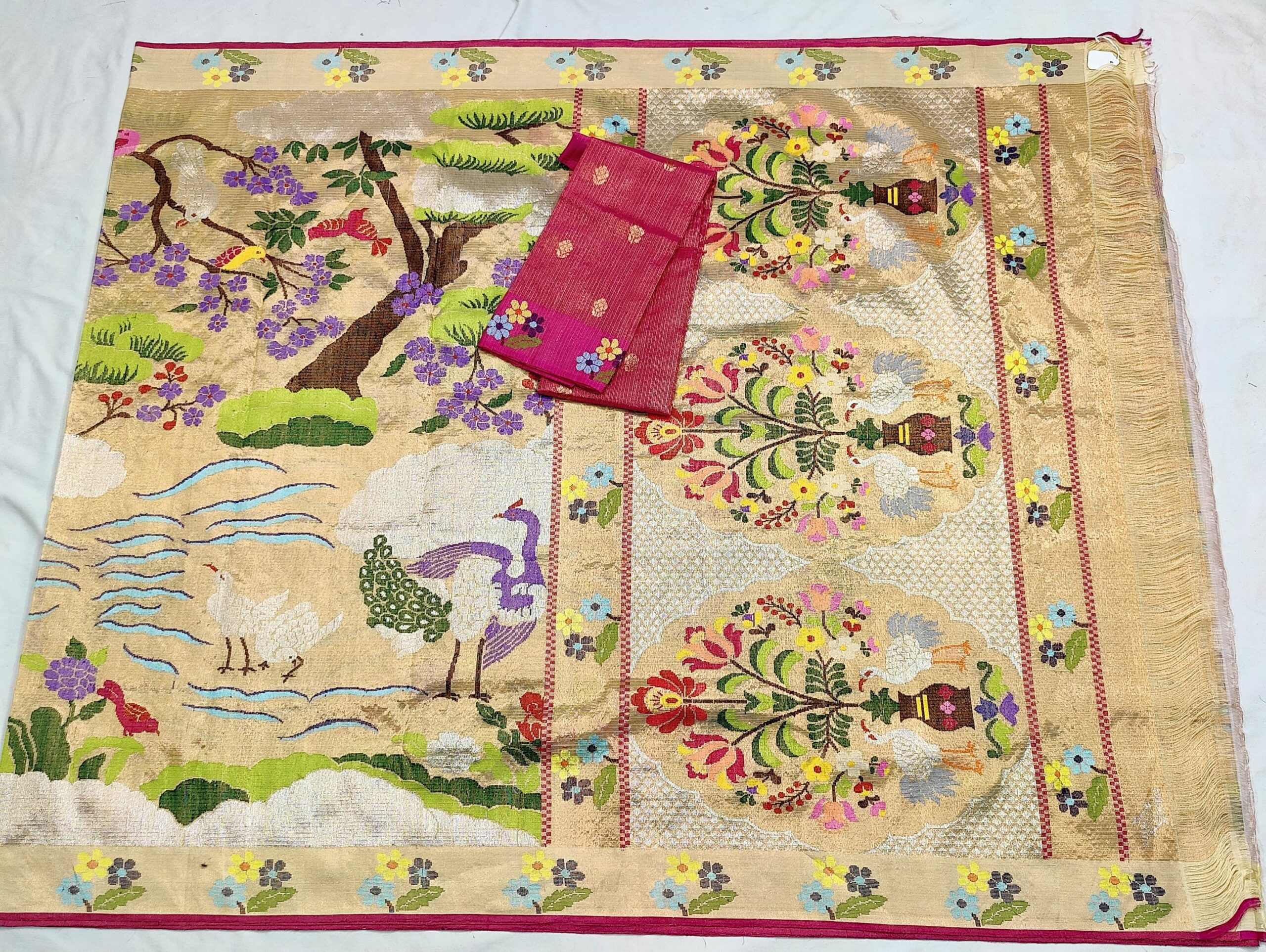 PURE GOLD DOUBLE TISSUE ALL OVER JAAL ZARIKOTA HANDLOOM SAREE_T-318 - Image 5