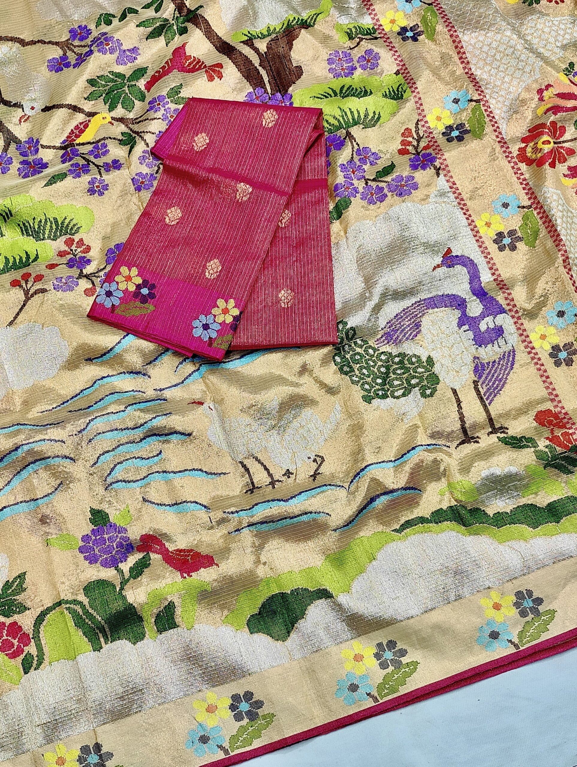 PURE GOLD DOUBLE TISSUE ALL OVER JAAL ZARIKOTA HANDLOOM SAREE_T-318 - Image 2