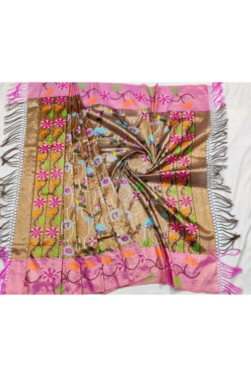 PURE GOLD DUBBLE TISSUE ZARIKOTA HANDLOOM DUPATTA D-184