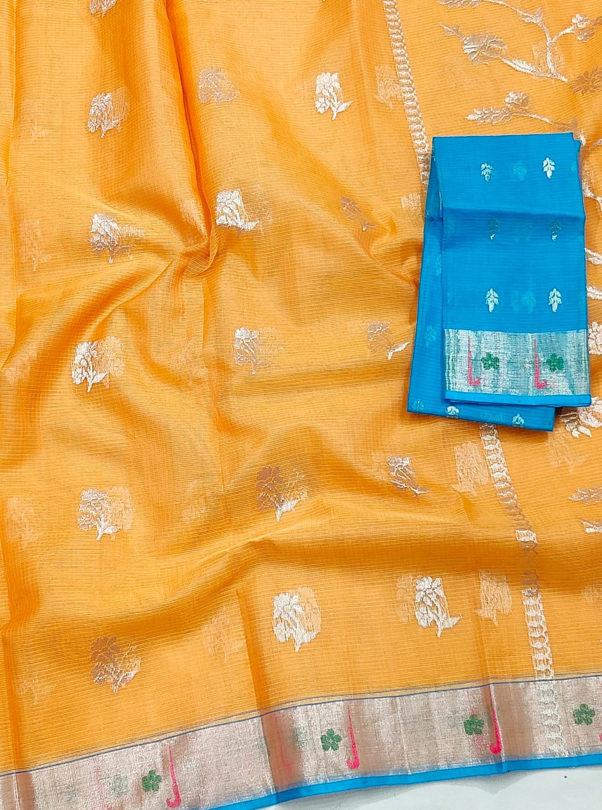 PURE ZARIKOTA HANDLOOM BUTA SAREE WITH BLOUSE B1394 - Image 2
