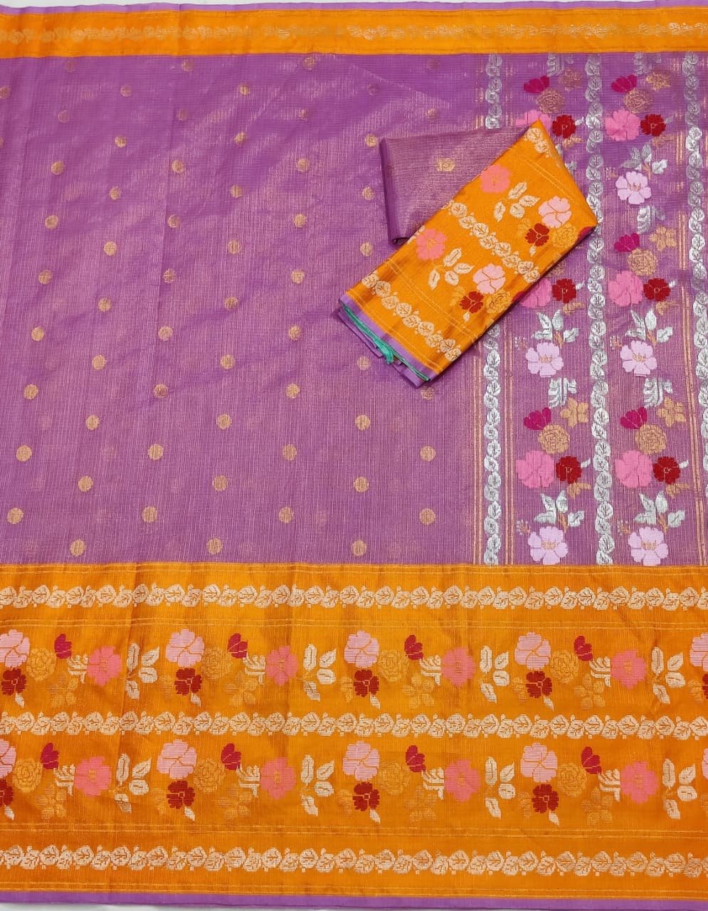 PURE GOLD TISSUE BIG PAITHANI BORDER ZARIKOTA HANDLOOM SAREE WITH BLOUSE_T-223 - Image 3