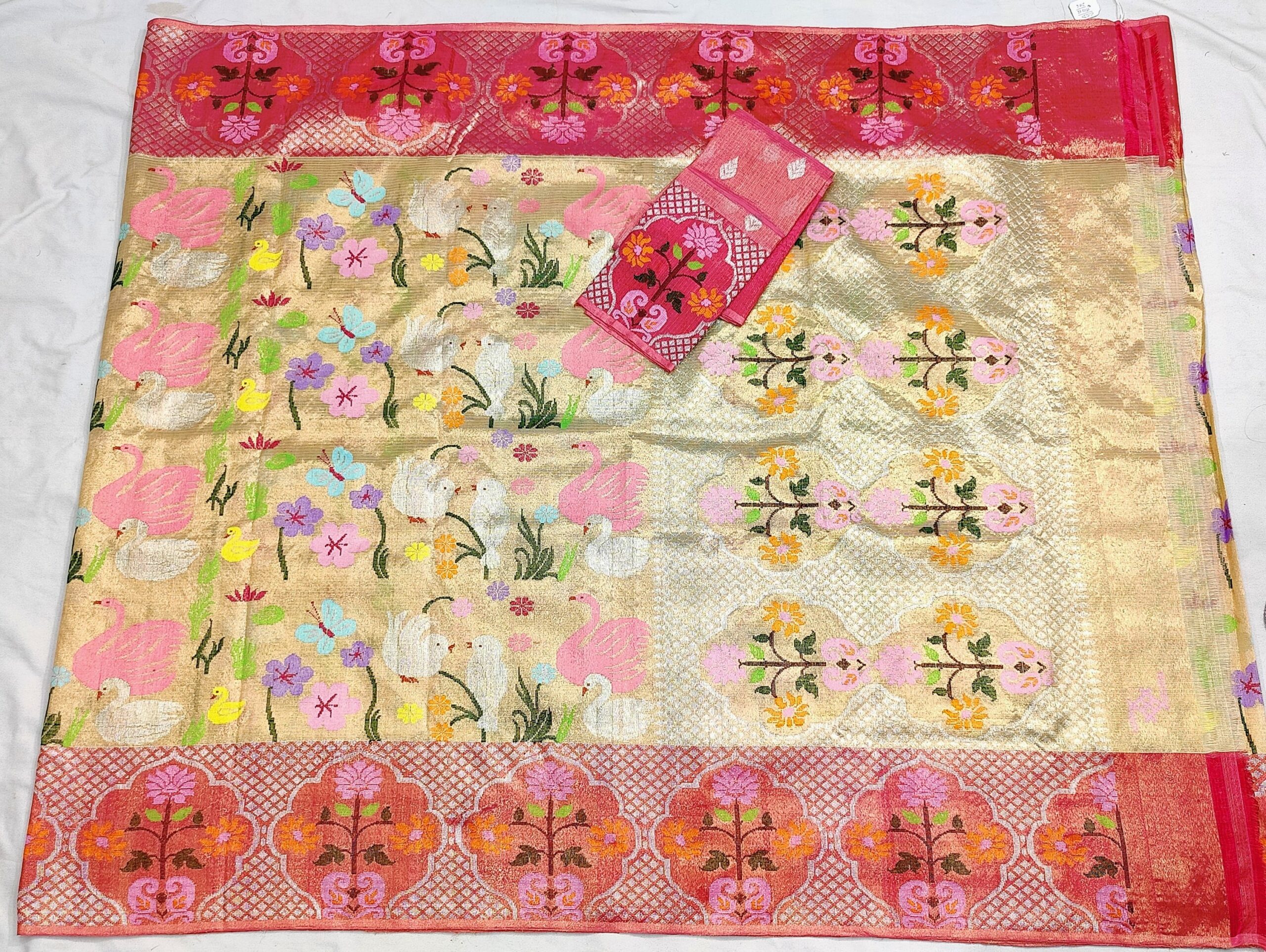 PURE GOLD DOUBLE TISSUE ALL OVER BOTH SIDE PAITHANI BORDER JAAL ZARIKOTA HANDLOOM SAREE_T-320 - Image 4