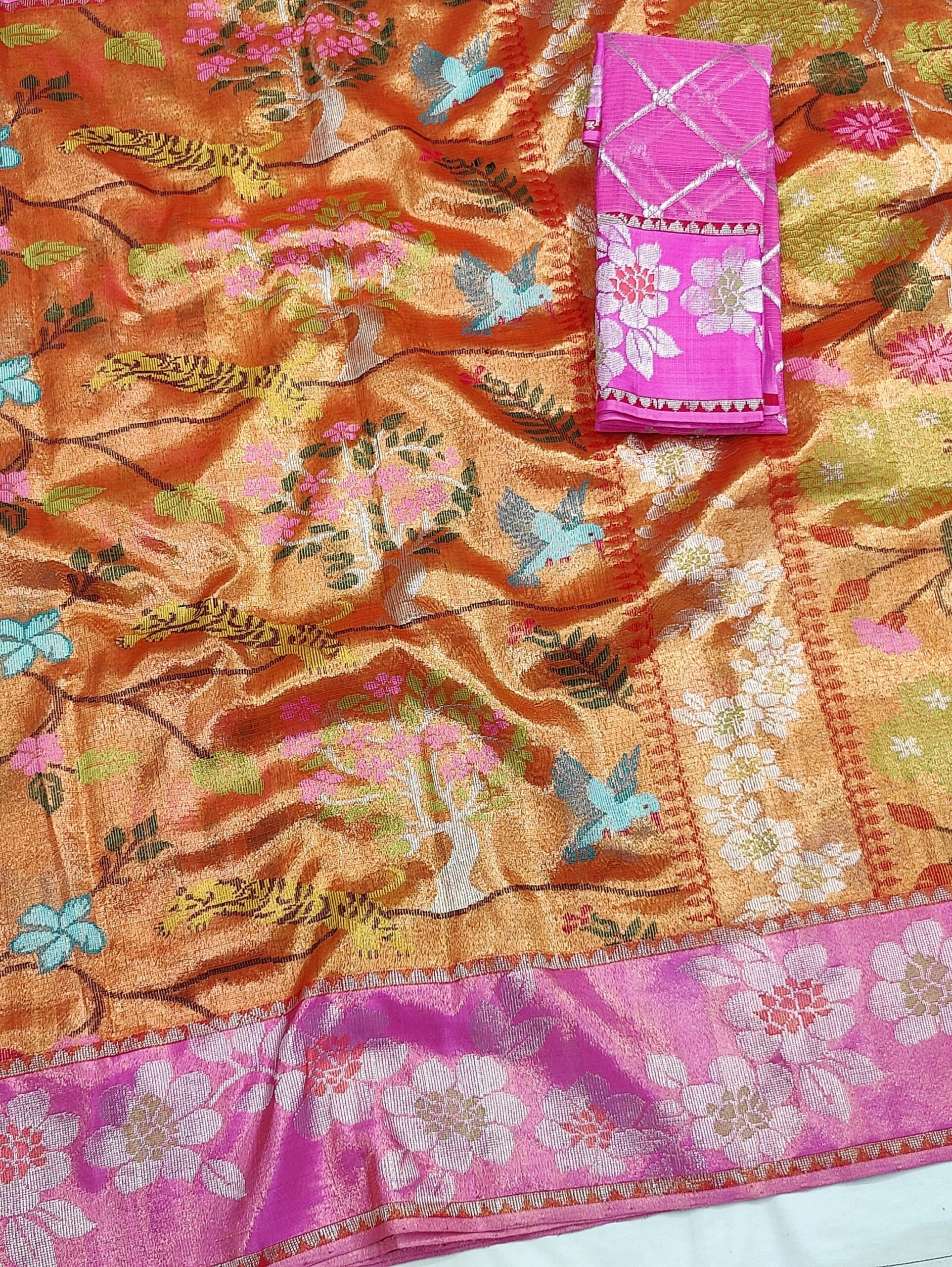 PURE GOLD DUBBLE TISSUE ALL OVER JAAL WITH BOTH SIDE PAITHANI BORDER ZARIKOTA HANDLOOM SAREE_T-322 - Image 2