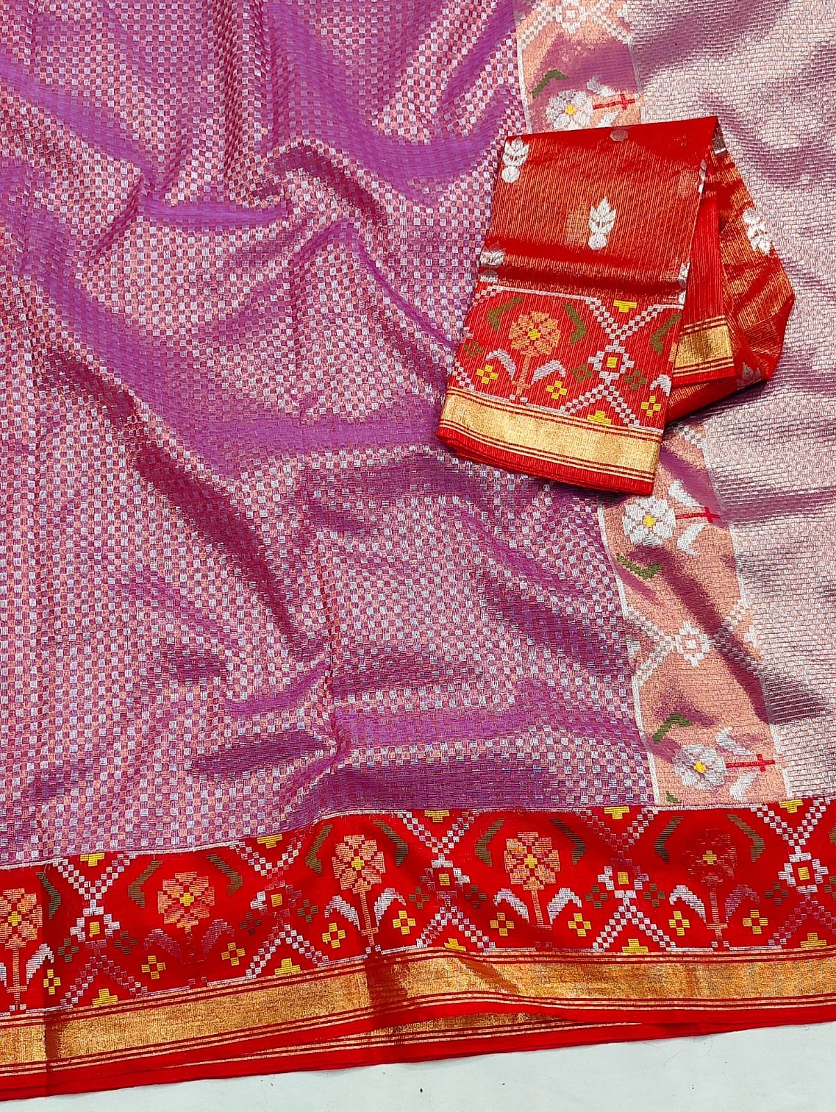 PURE ZAMAWAR WITH BOTH SIDES BIG PATOLA BORDER ZARIKOTA HANDLOOM SAREE_Z56 - Image 2