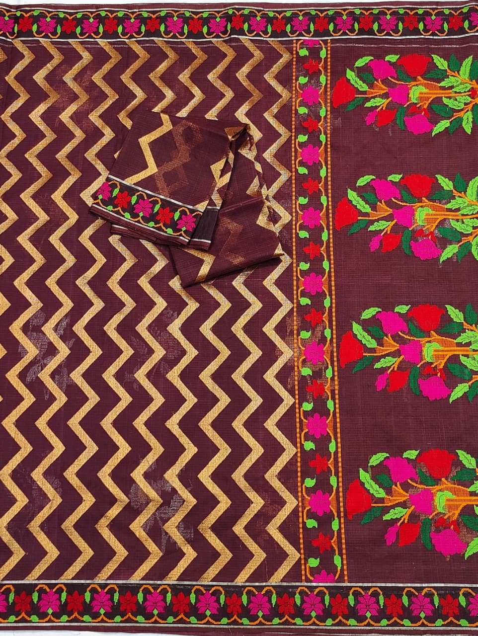 PURE ALL OVER JAAL HALF BY HALF ZARIKOTA HANDLOOM SAREE WITH BLOUSE_J493 - Image 2