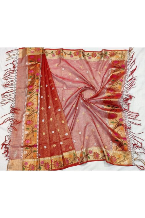 PURE GOLD TISSUE BOTH SIDE PAITHANI BORDER ZARIKOTA HANDLOOM DUPATTA D-192