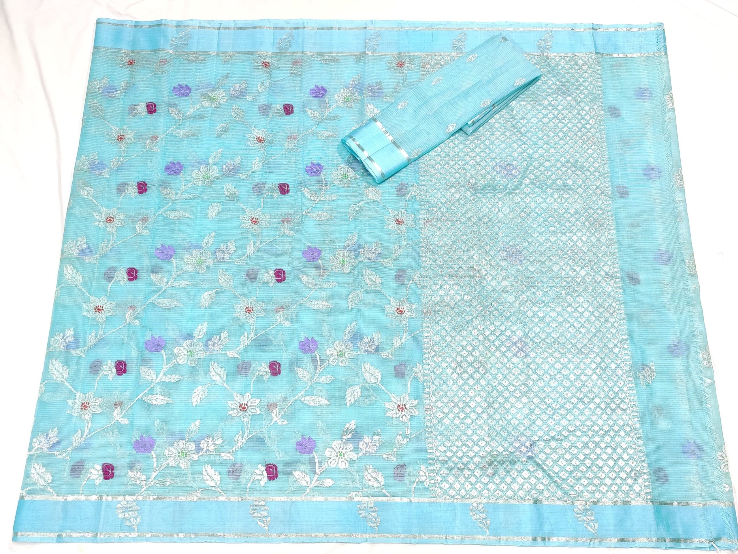 PURE ALL OVER JAAL ZARIKOTA HANDLOOM SAREE WITH BLOUSE_J495 - Image 4
