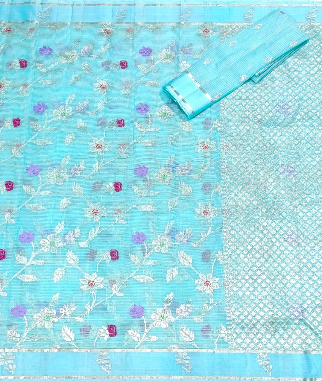 PURE ALL OVER JAAL ZARIKOTA HANDLOOM SAREE WITH BLOUSE_J495 - Image 3