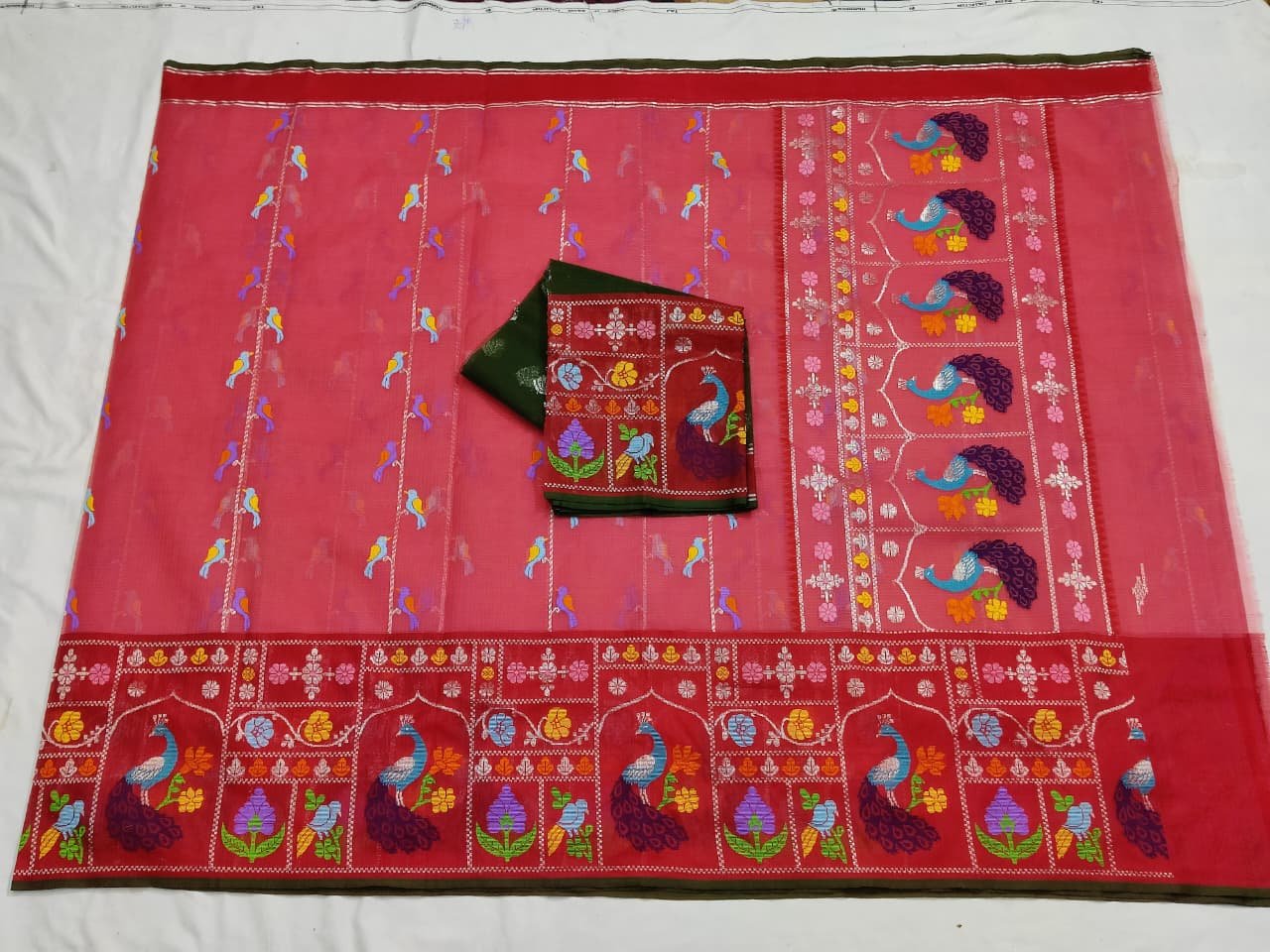 PURE BIG PAITHANI BORDER ZARIKOTA HANDLOOM SAREE S-120 - Image 4