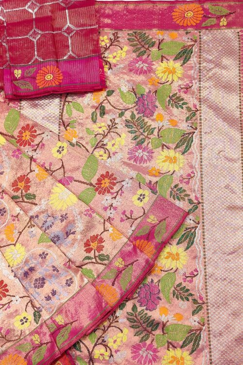 PURE GOLD DUBBLE TISSUE ALL OVER JAAL ZARIKOTA HANDLOOM SAREE_T-323