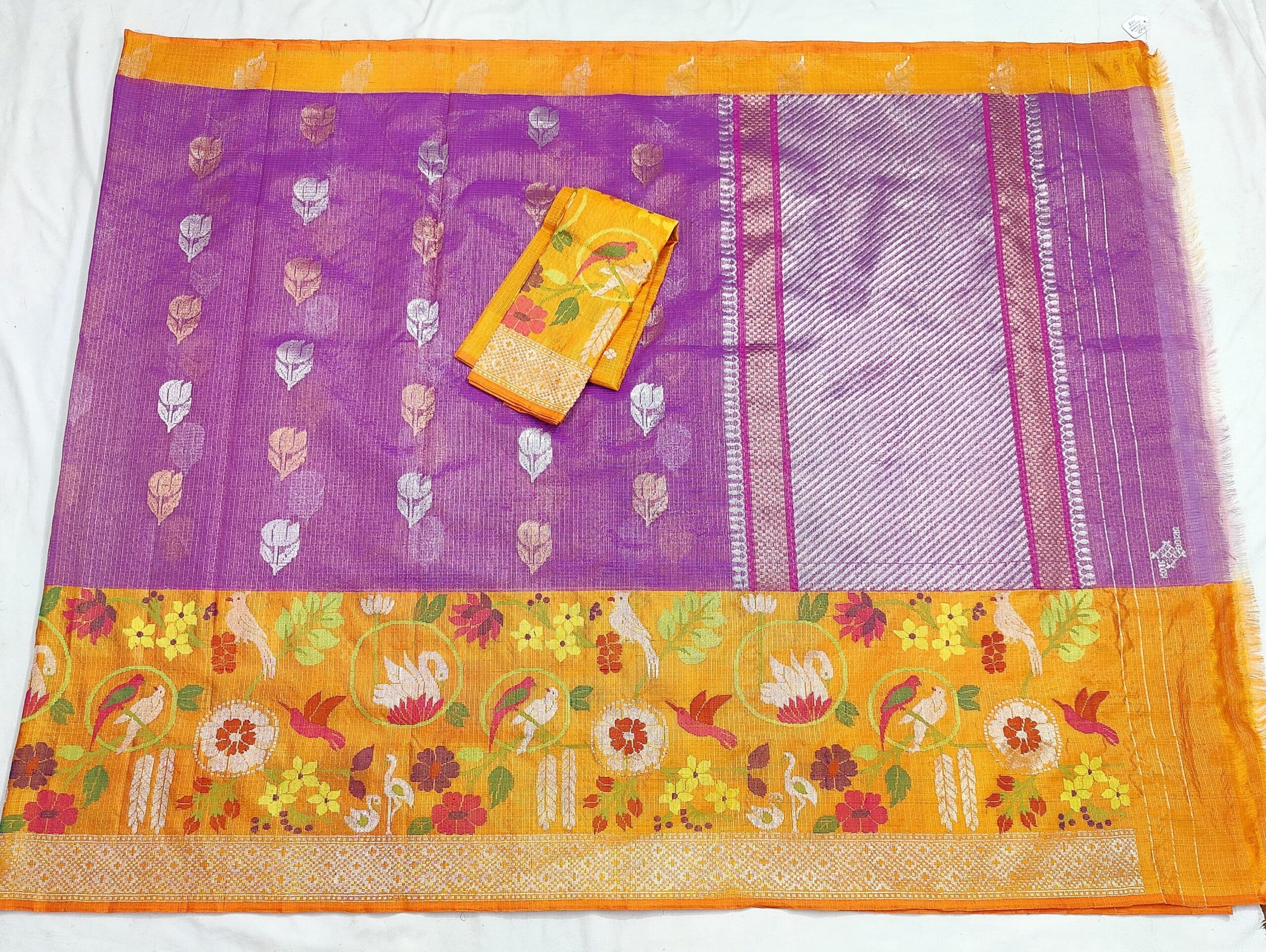PURE GOLD TISSUE BIG PAITHANI BORDER ZARIKOTA HANDLOOM SAREE WITH BLOUSE_T-224 - Image 4