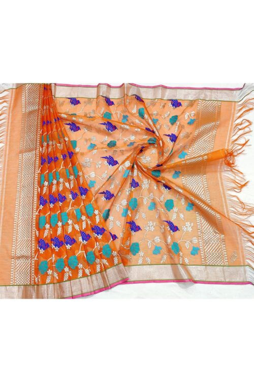PURE ALL OVER JAAL ZARIKOTA HANDLOOM DUPATTA D-209