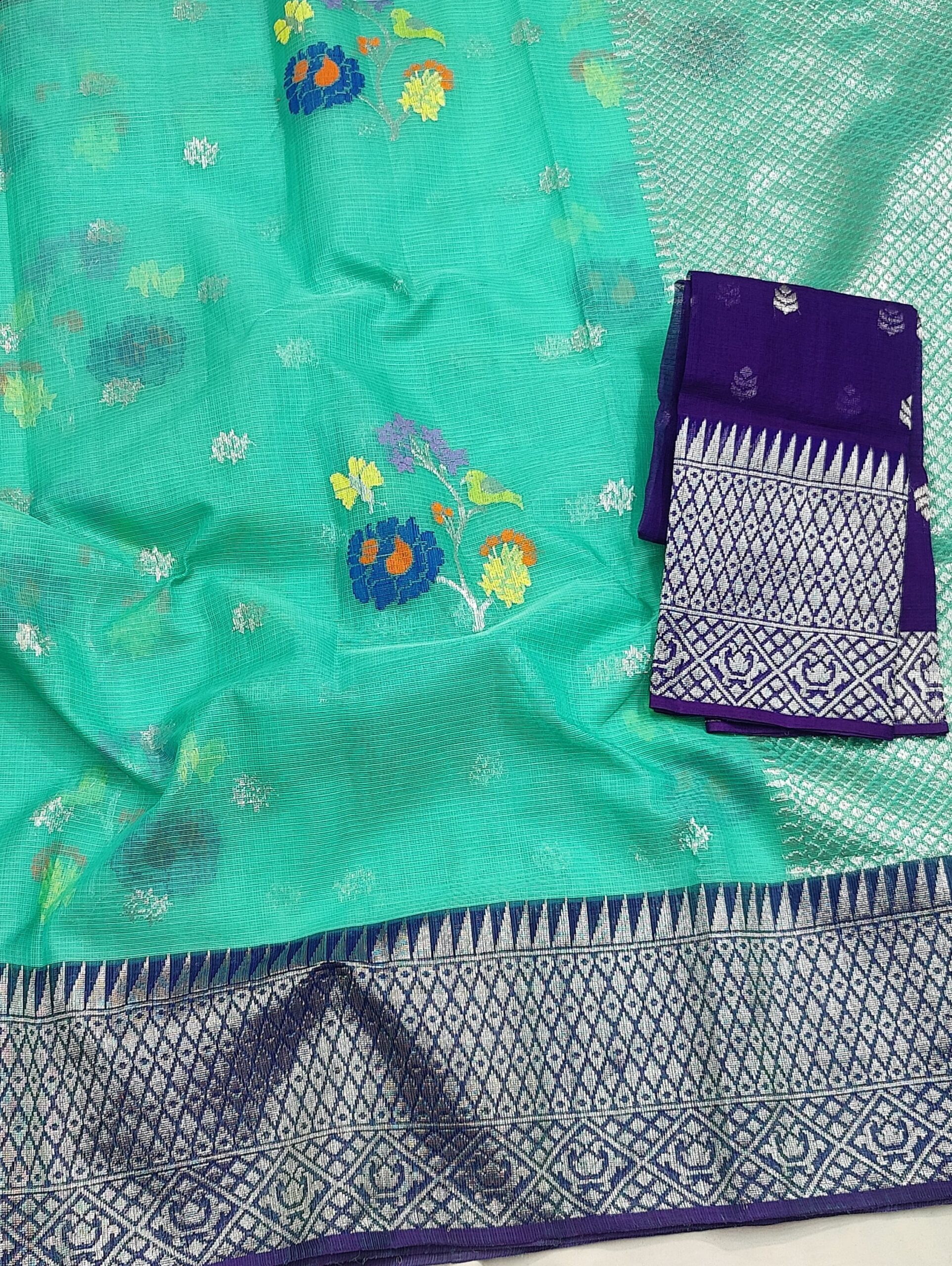 PURE BOTH SIDE KANCHI BORDER ZARIKOTA HANDLOOM SAREE K-45 - Image 2