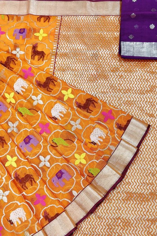 PURE ALL OVER JAAL ZARIKOTA HANDLOOM SAREE WITH BLOUSE_J500