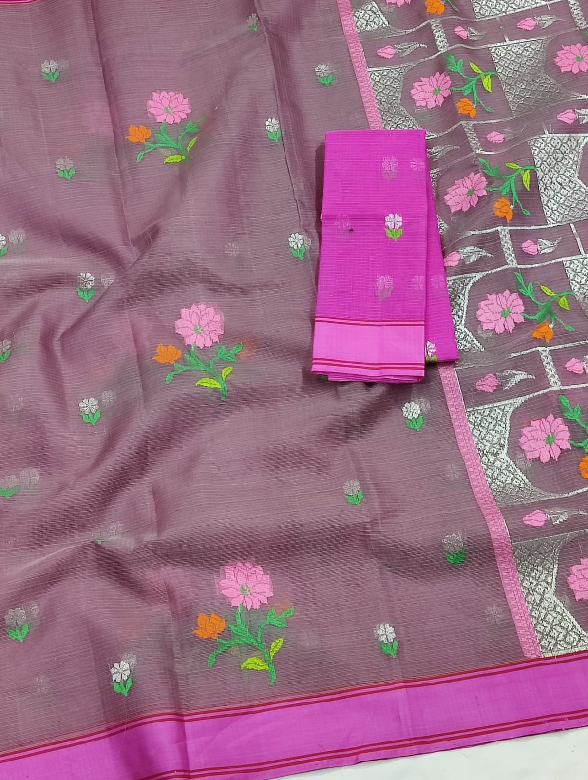 PURE ZARIKOTA HANDLOOM BUTA SAREE WITH BLOUSE B1441 - Image 2