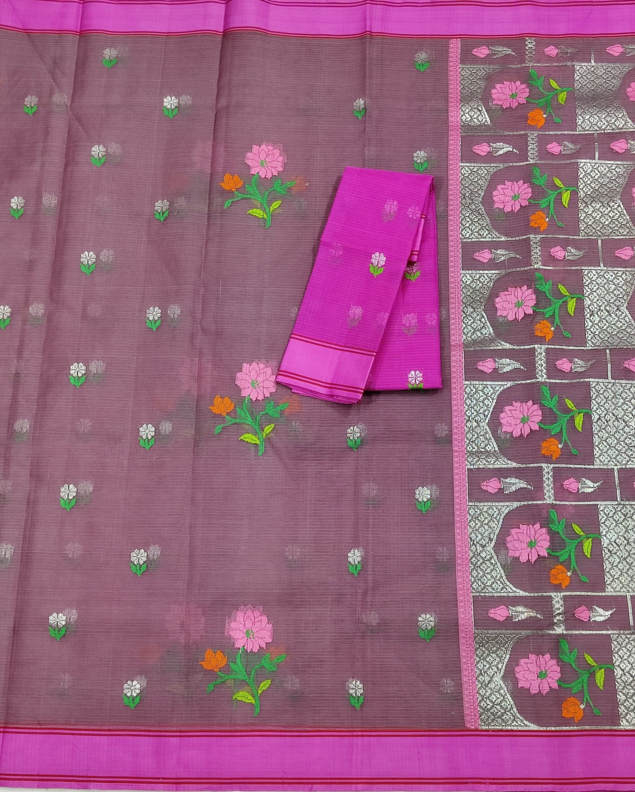 PURE ZARIKOTA HANDLOOM BUTA SAREE WITH BLOUSE B1441 - Image 3