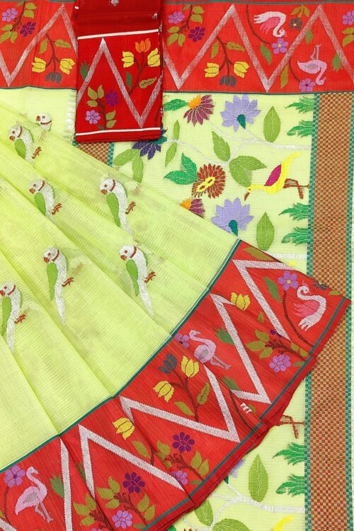 PURE BOTH SIDE BIG PAITHANI BORDER ZARIKOTA HANDLOOM SAREE S-129