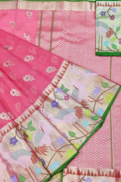 PURE BIG PAITHANI BORDER ZARIKOTA HANDLOOM SAREE S-128