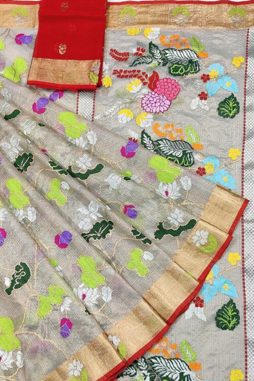 PURE GOLD TISSUE ALL OVER JAAL ZARIKOTA HANDLOOM SAREE WITH BLOUSE_T-228