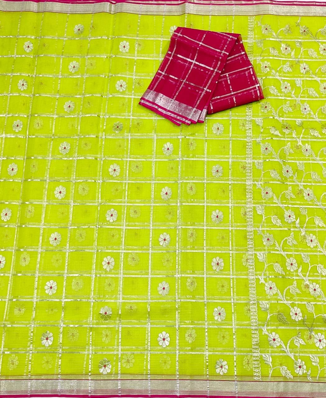 PURE ZARIKOTA HANDLOOM BUTA SAREE WITH BLOUSE B1470 - Image 3