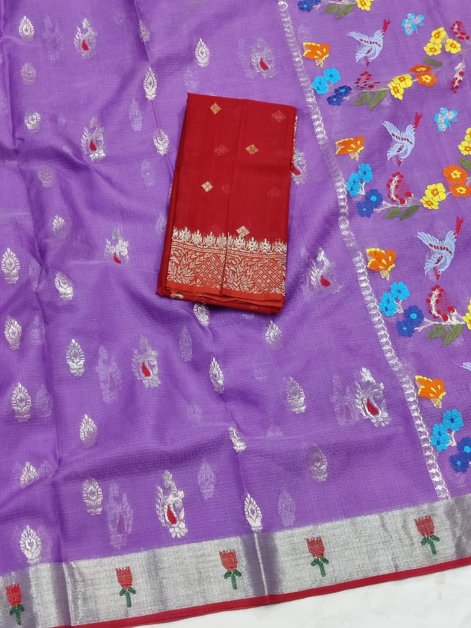 PURE ZARIKOTA HANDLOOM BUTA SAREE WITH BLOUSE B1468 - Image 2