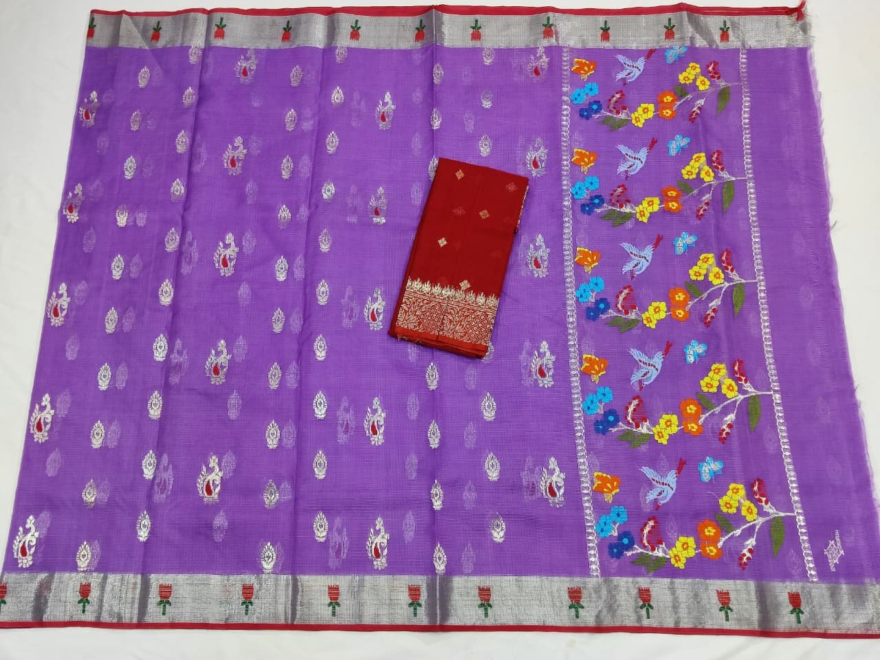 PURE ZARIKOTA HANDLOOM BUTA SAREE WITH BLOUSE B1468 - Image 4