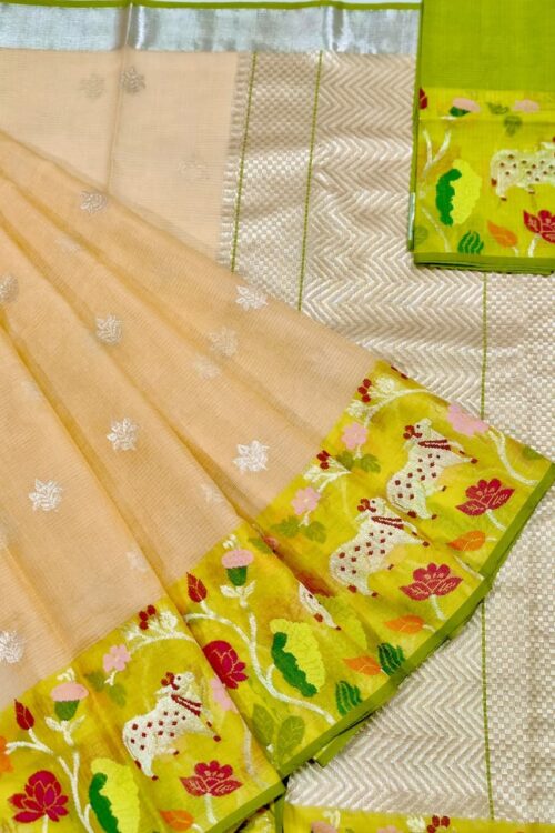 PURE BIG PAITHANI BORDER ZARIKOTA HANDLOOM SAREE S-131