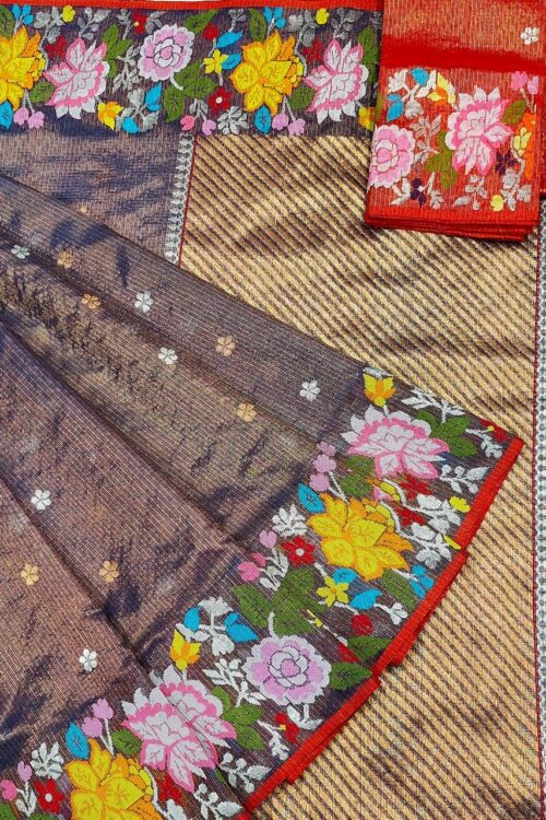 PURE GOLD TISSUE BOTH SIDE PAITHANI BORDER ZARIKOTA HANDLOOM SAREE WITH BLOUSE_T-231