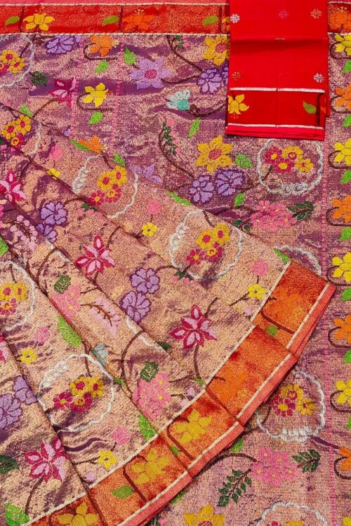 PURE GOLD DUBBLE TISSUE ALL OVER JAAL ZARIKOTA HANDLOOM SAREE_T-344