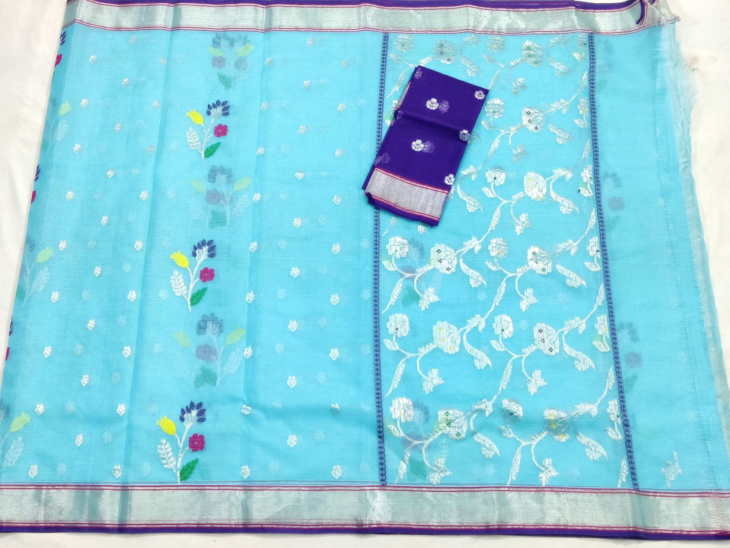 PURE ZARIKOTA HANDLOOM BUTA SAREE WITH BLOUSE B1513 - Image 4