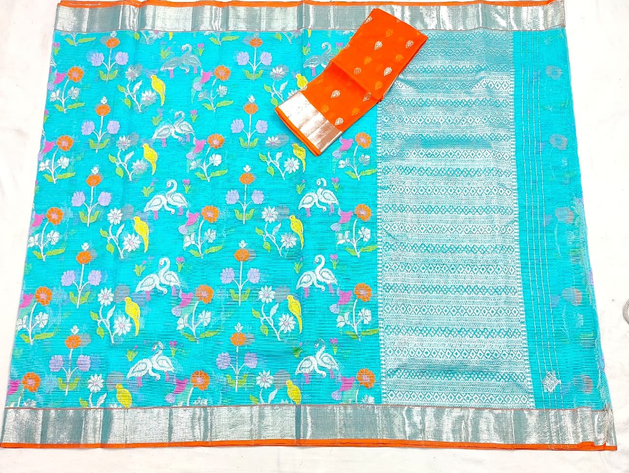 PURE ALL OVER JAAL ZARIKOTA HANDLOOM SAREE WITH BLOUSE_J521 - Image 4