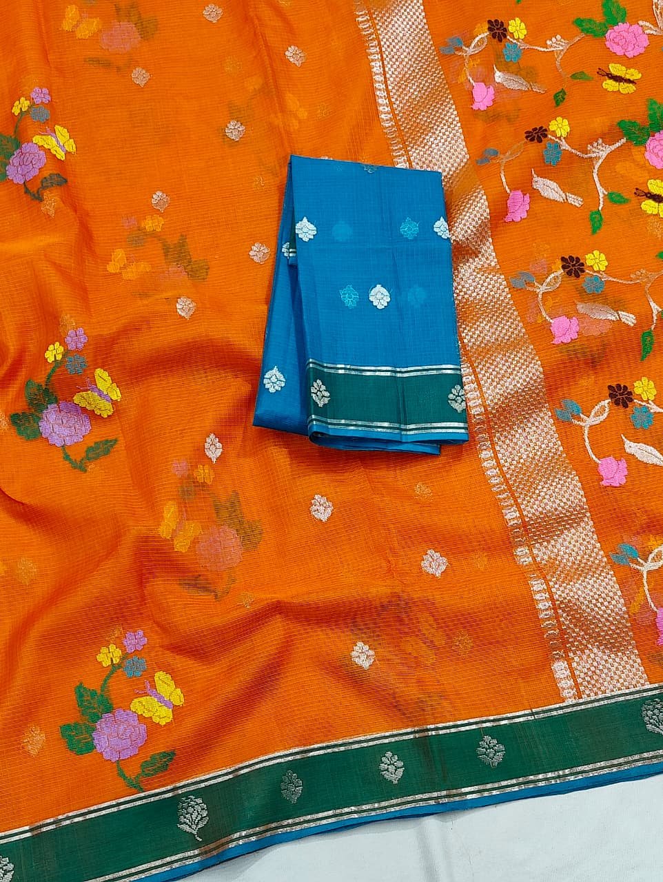 PURE ZARIKOTA HANDLOOM BUTA SAREE WITH BLOUSE B1515 - Image 2