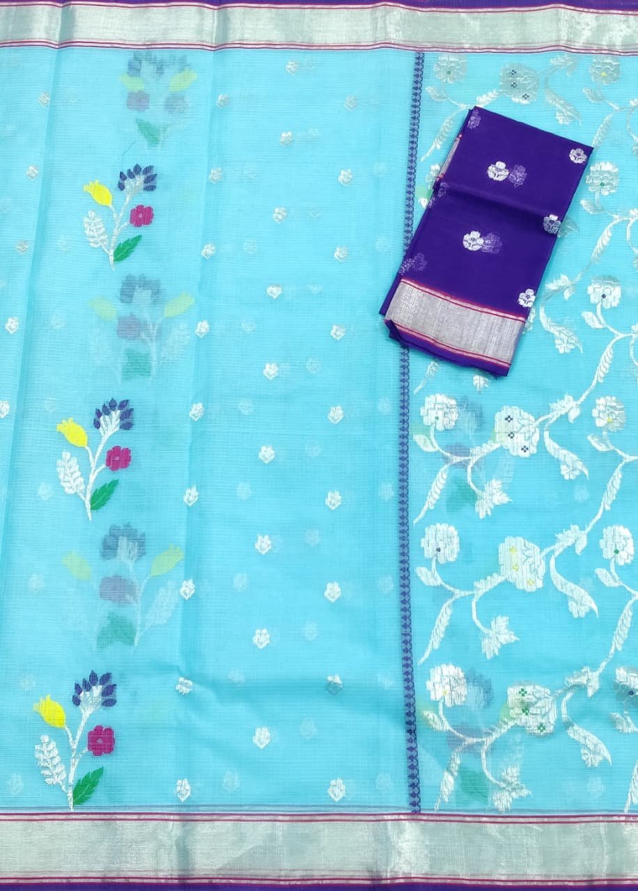 PURE ZARIKOTA HANDLOOM BUTA SAREE WITH BLOUSE B1513 - Image 3