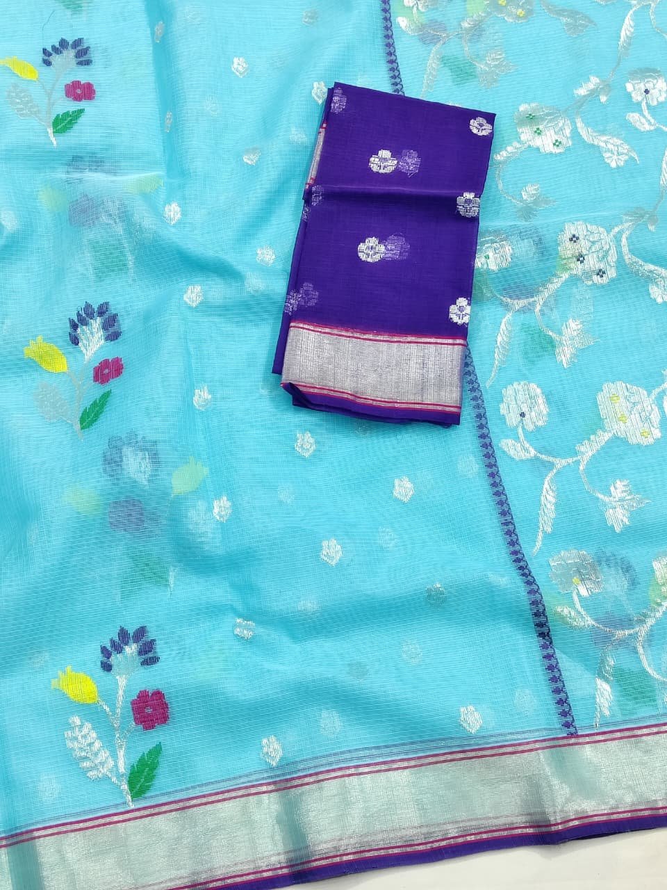 PURE ZARIKOTA HANDLOOM BUTA SAREE WITH BLOUSE B1513 - Image 2