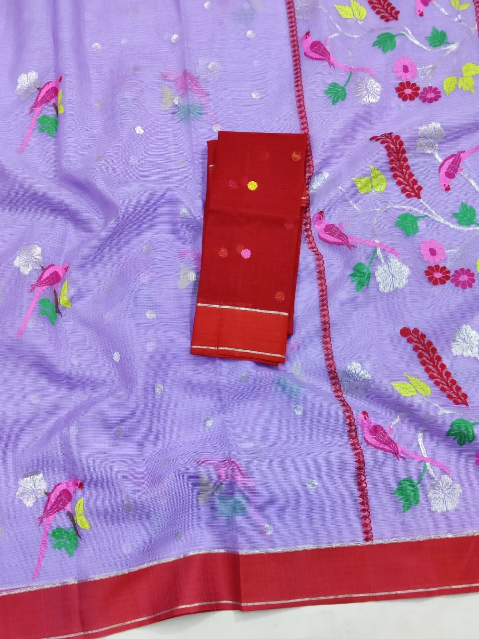 PURE ZARIKOTA HANDLOOM BUTA SAREE WITH BLOUSE B1527 - Image 2