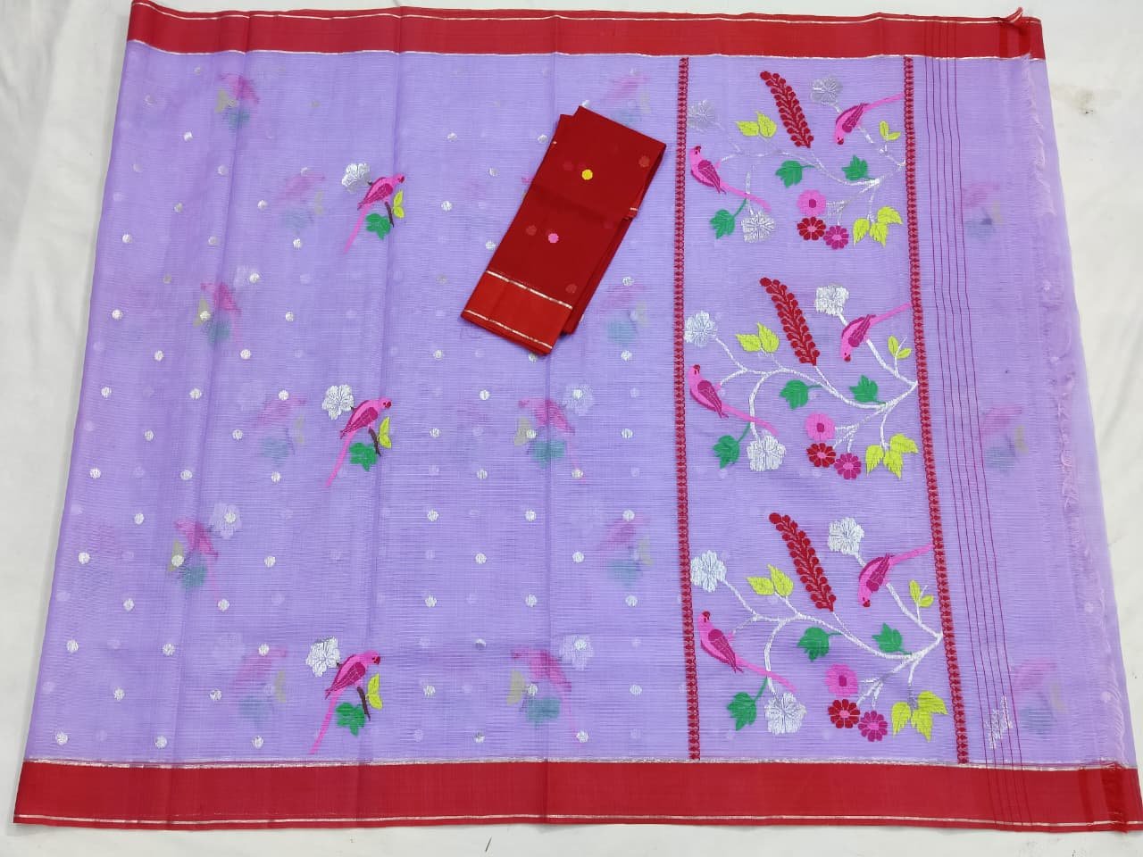 PURE ZARIKOTA HANDLOOM BUTA SAREE WITH BLOUSE B1527 - Image 4