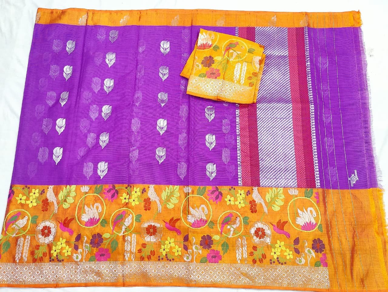 PURE BIG PAITHANI BORDER ZARIKOTA HANDLOOM SAREE S-133 - Image 4