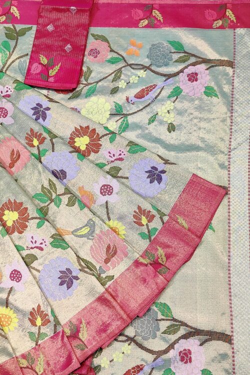 PURE GOLD DUBBLE TISSUE ALL OVER JAAL ZARIKOTA HANDLOOM SAREE_T-353