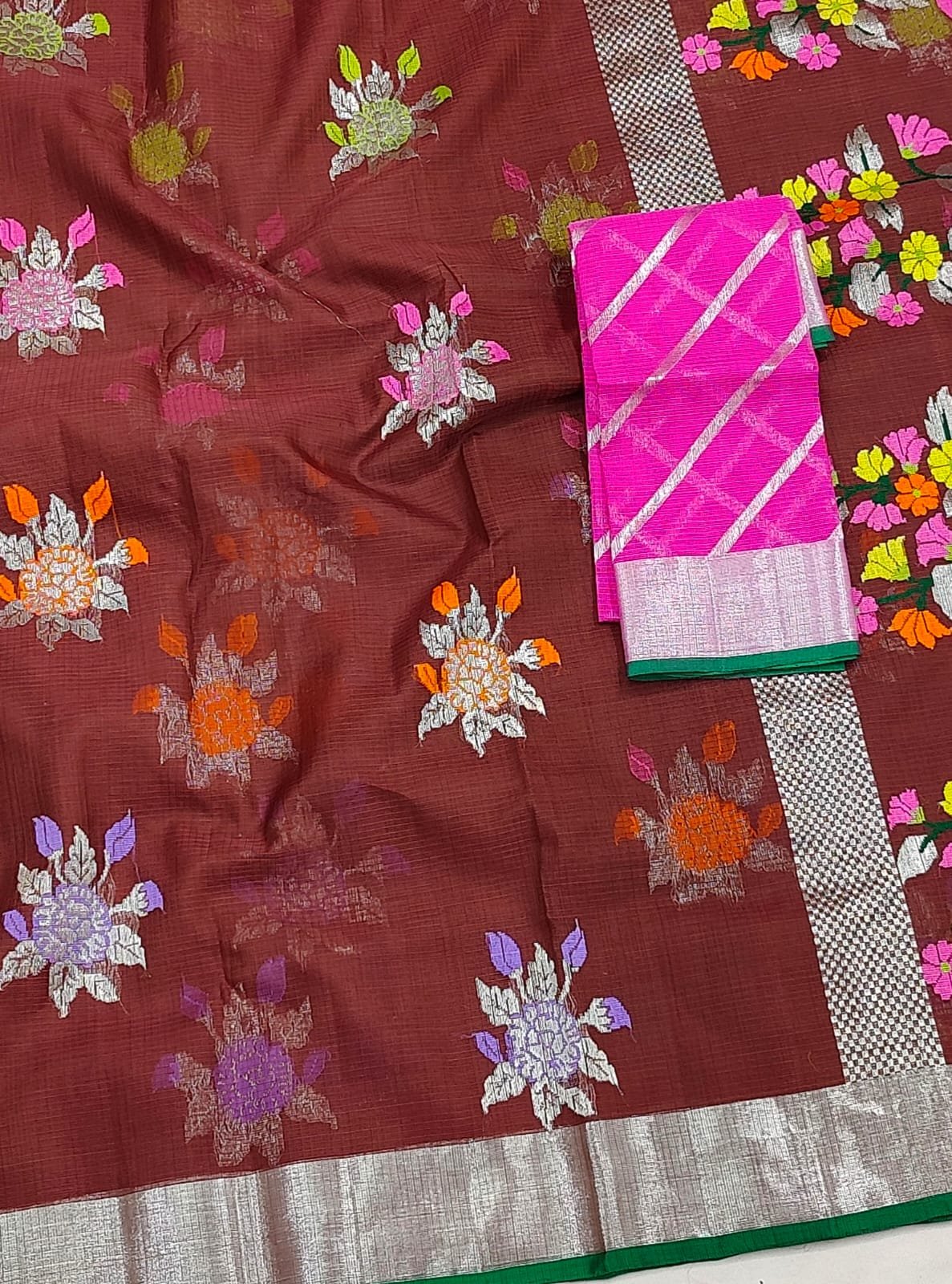 PURE ZARIKOTA HANDLOOM BUTA SAREE WITH BLOUSE B1537 - Image 2