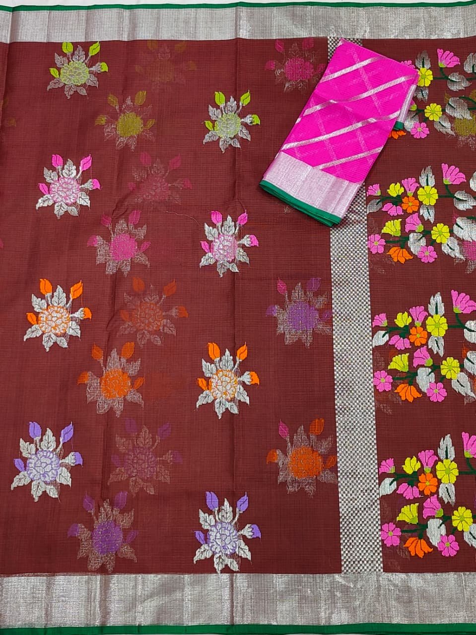 PURE ZARIKOTA HANDLOOM BUTA SAREE WITH BLOUSE B1537 - Image 3