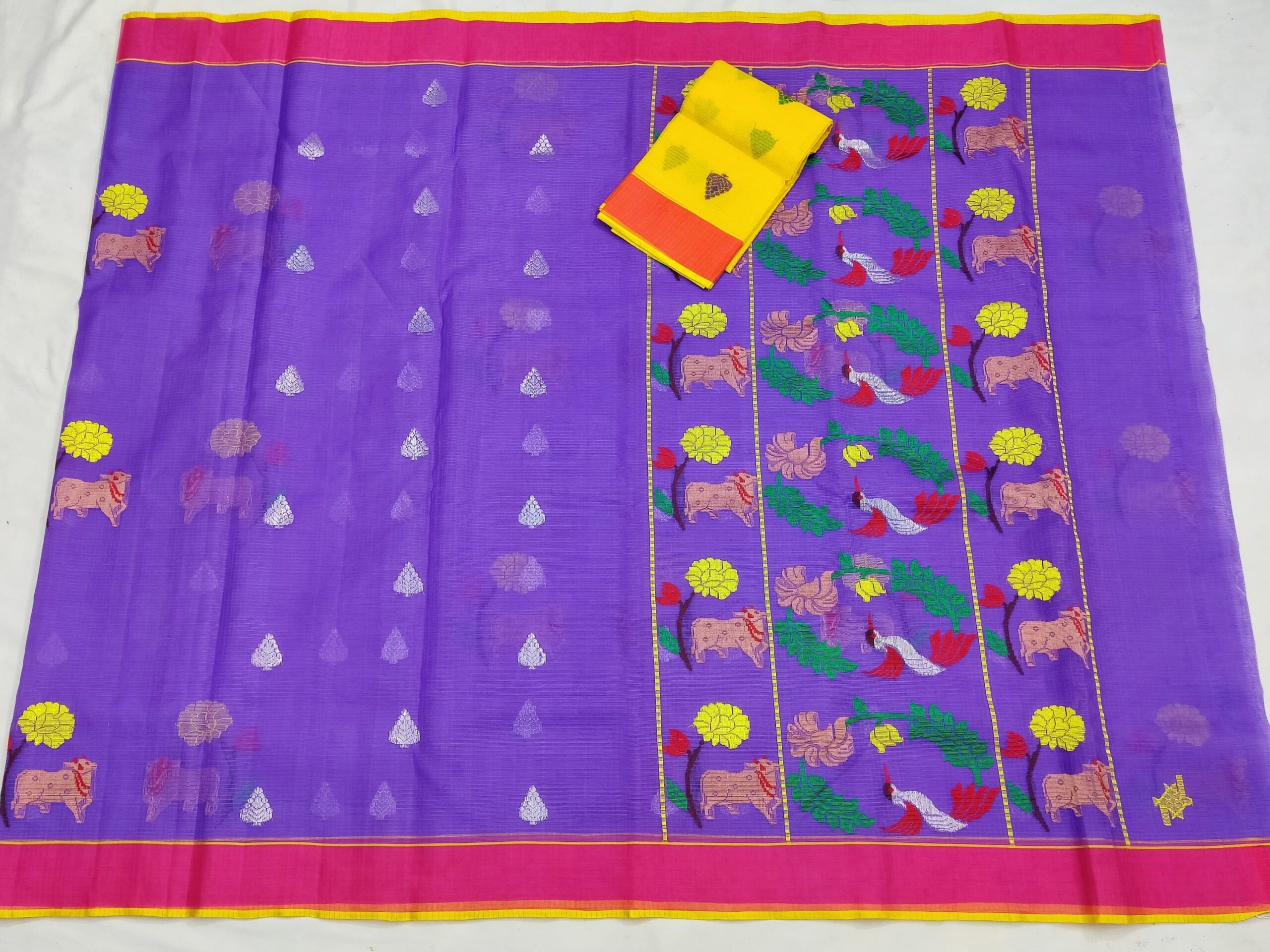 PURE ZARIKOTA HANDLOOM BUTA SAREE WITH BLOUSE B1538 - Image 4