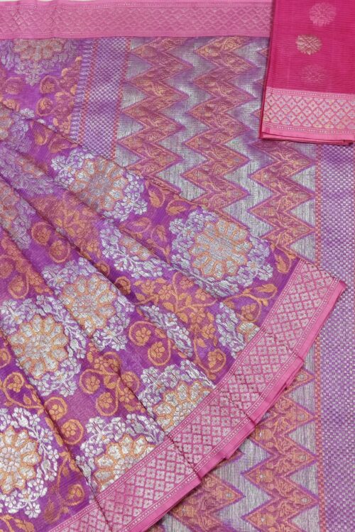 PURE ZAMAWAR WITH BOTH SIDE KANCHI BORDER ZARIKOTA HANDLOOM SAREE_Z57