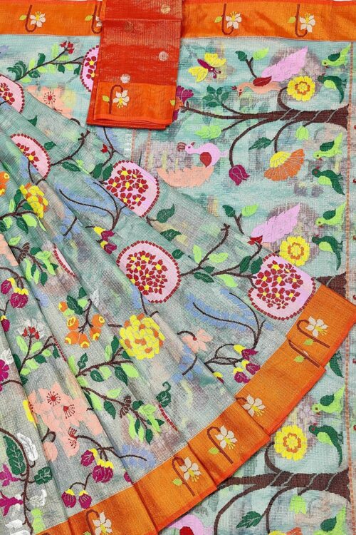 PURE GOLD TISSUE ALL OVER JAAL ZARIKOTA HANDLOOM SAREE WITH BLOUSE_T-235