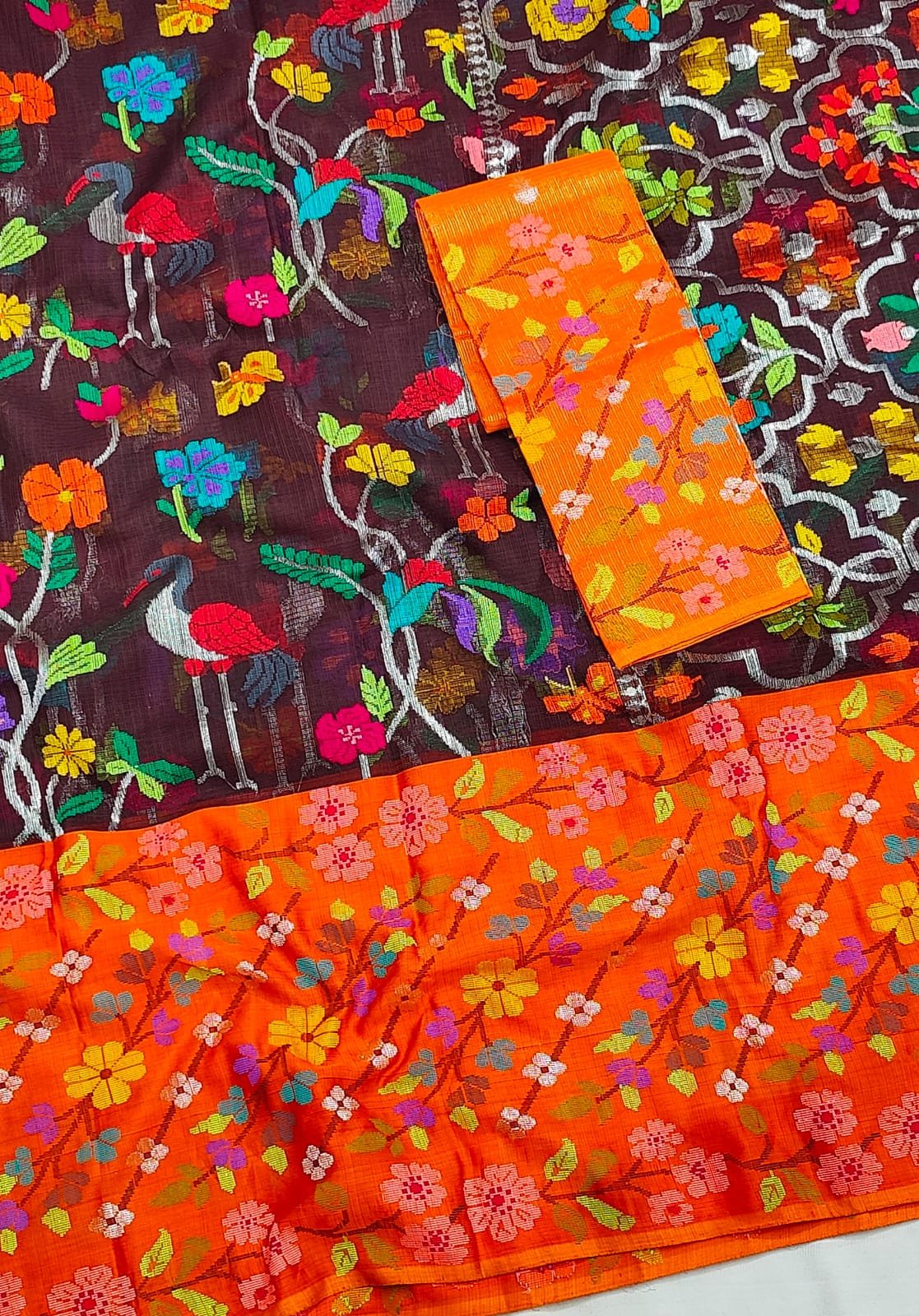 PURE BIG PAITHANI BORDER WITH ALL OVER JAAL ZARIKOTA HANDLOOM SAREE S-135 - Image 2