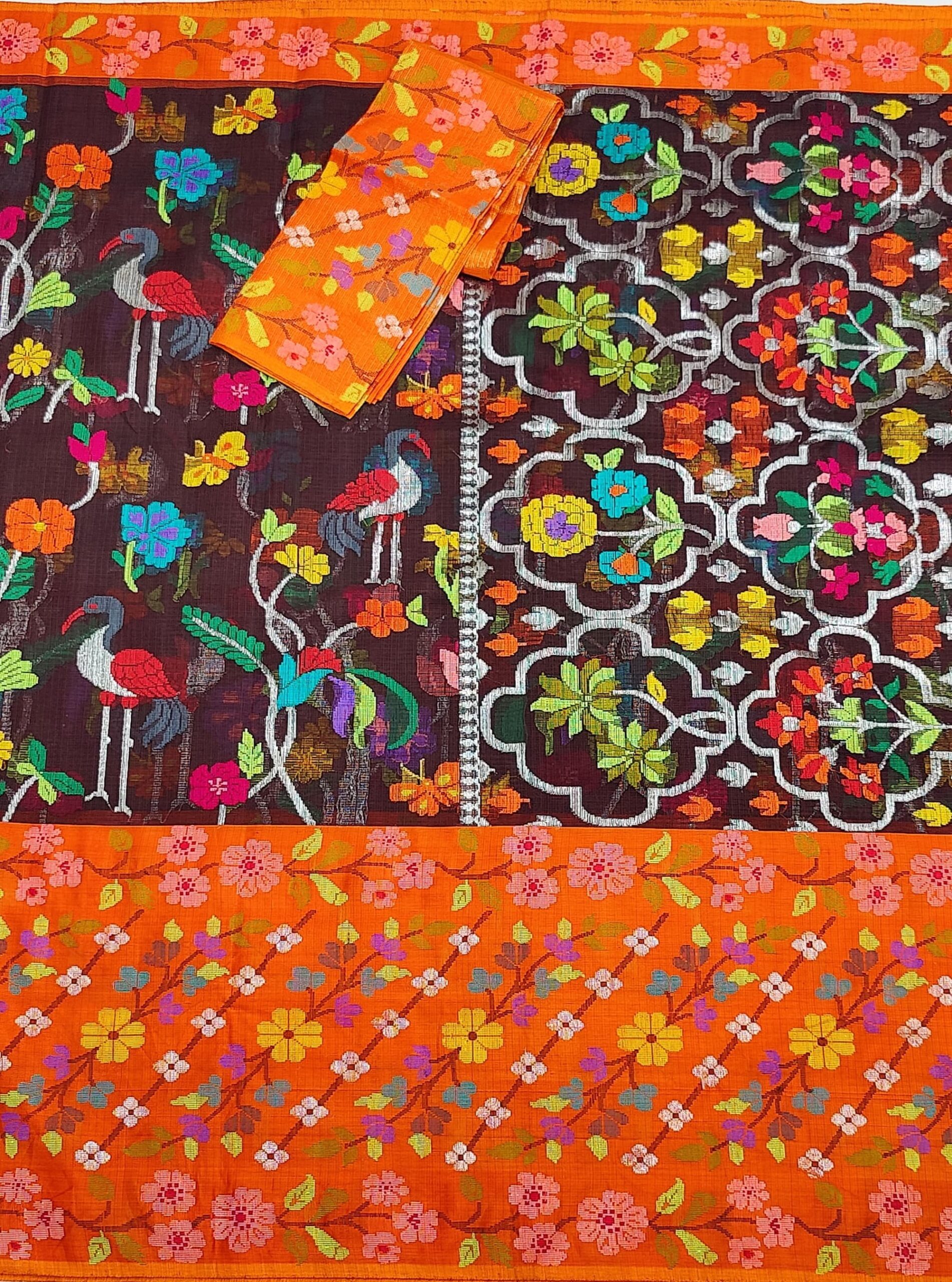 PURE BIG PAITHANI BORDER WITH ALL OVER JAAL ZARIKOTA HANDLOOM SAREE S-135 - Image 3