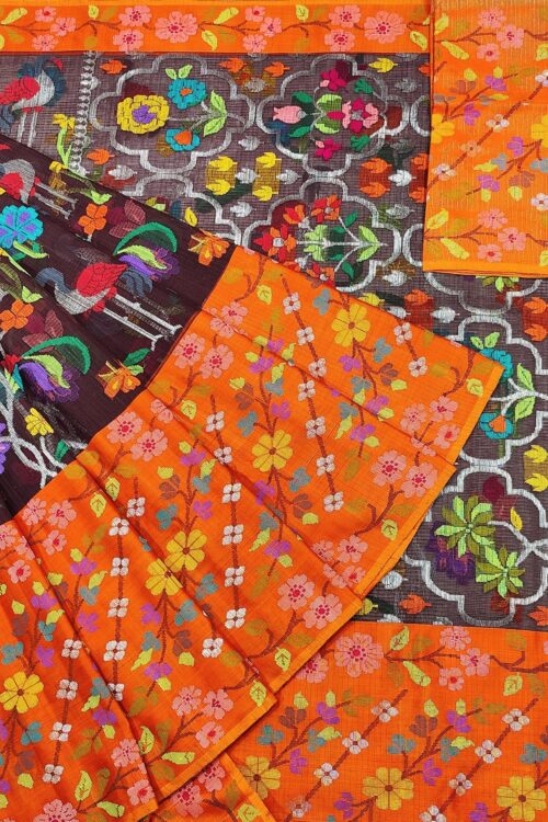 PURE BIG PAITHANI BORDER WITH ALL OVER JAAL ZARIKOTA HANDLOOM SAREE S-135