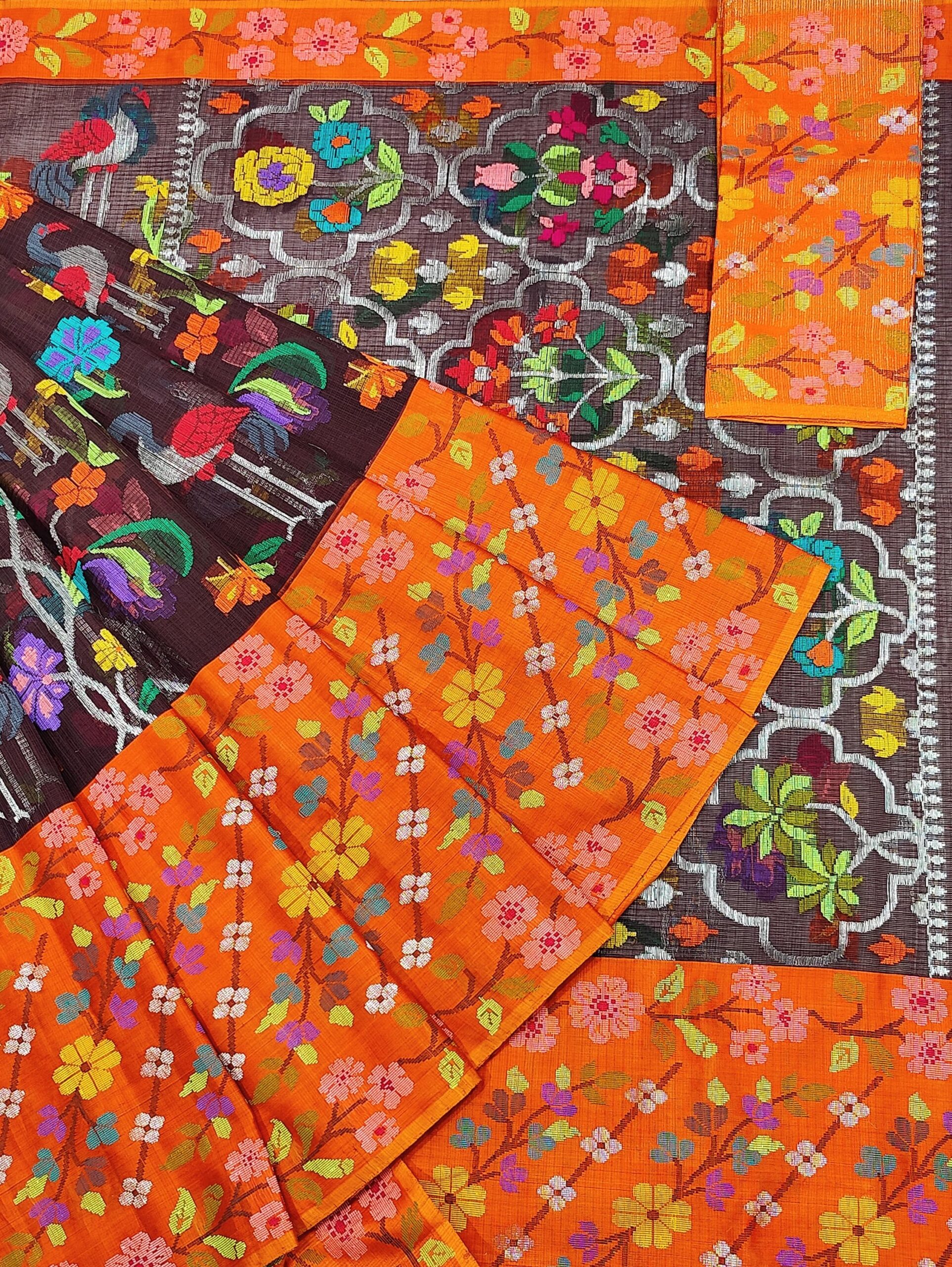 PURE BIG PAITHANI BORDER WITH ALL OVER JAAL ZARIKOTA HANDLOOM SAREE S-135