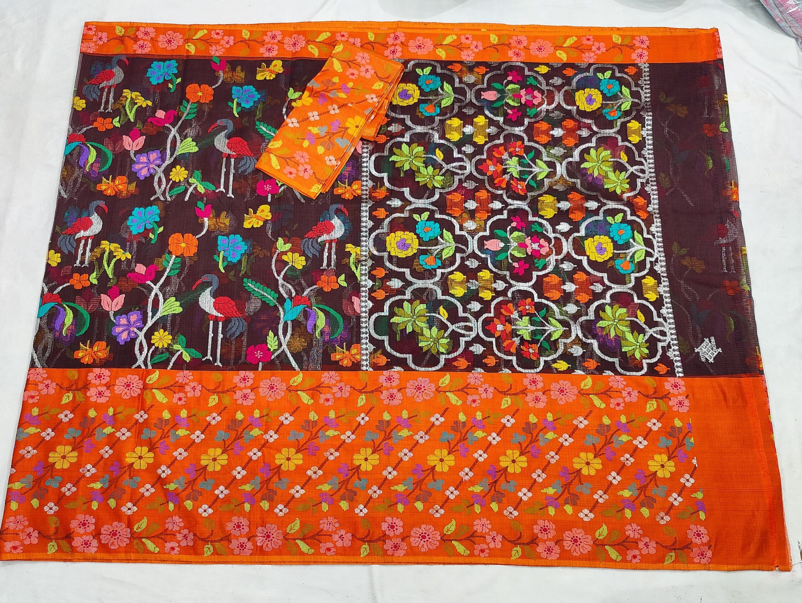 PURE BIG PAITHANI BORDER WITH ALL OVER JAAL ZARIKOTA HANDLOOM SAREE S-135 - Image 4